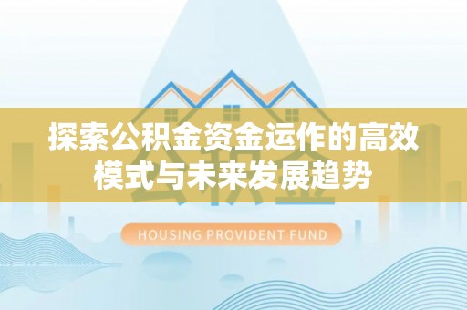 琼中探索公积金资金运作的高效模式与未来发展趋势
