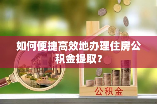琼中如何便捷高效地办理住房公积金提取？